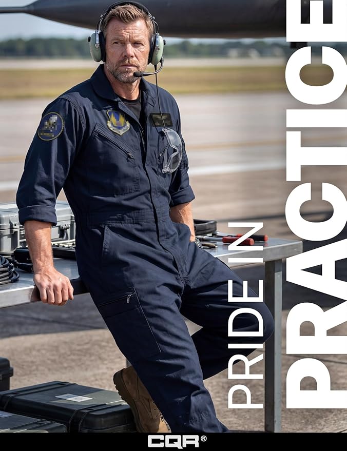 CQR Men's Tactical Ripstop Zip-Front Coverall, Lightweight Durable Utility Work Jumpsuit for Mechanics and Technicians