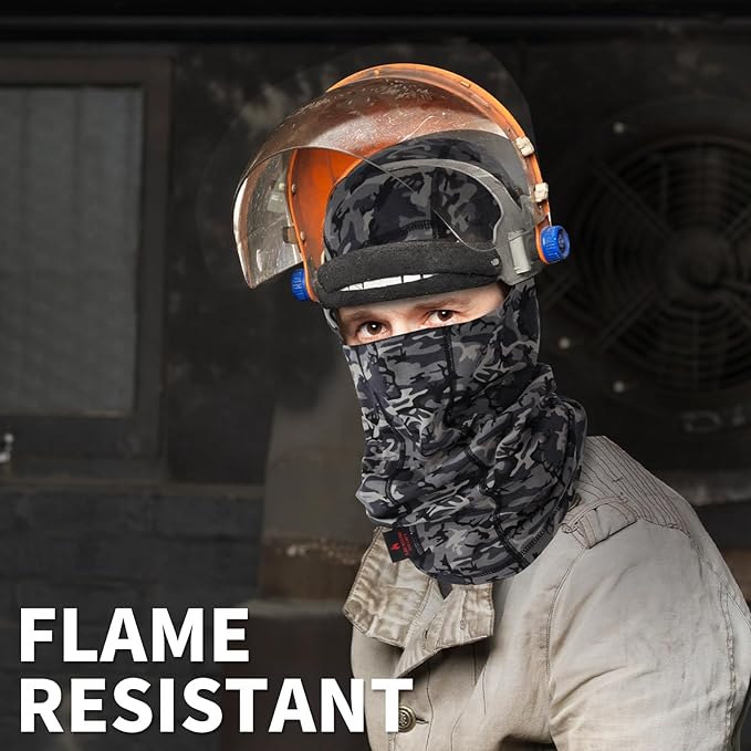 FR Face Mask for Men – Fire Resistant Balaclava Welding Head Cover, 100% Cotton Full Face Hood & Neck Protector