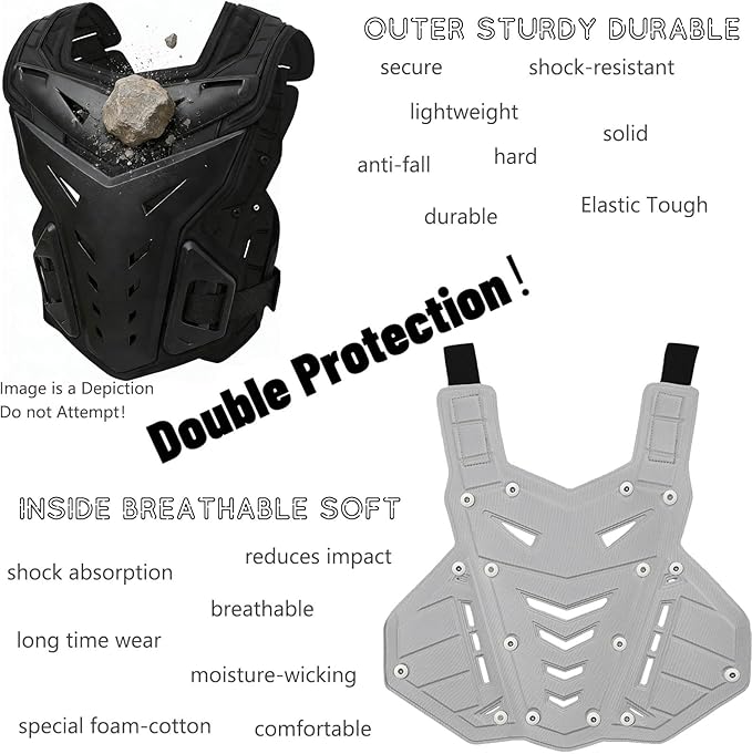 Motorcycle Armor Body Guard Vest, Street Bike Riding Off-Road Racing Cycling Skiing Motocross Adult Chest Protector