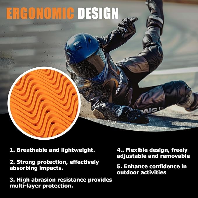 PSLER Full CE Level 2 Certified Motorcycle Armor Back Pad, Elbow and Shoulder Protection Pads Set for Motorcycle Jackets, 5PCS
