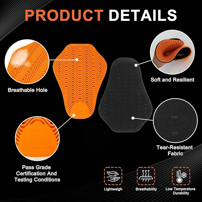 CE Level 2 Motorcycle Armor - PSLER CE Level 2 Motorcycle Armor Jacket Inserts Motorcycle Jacket Pads for Motorcycle Jackets,Back