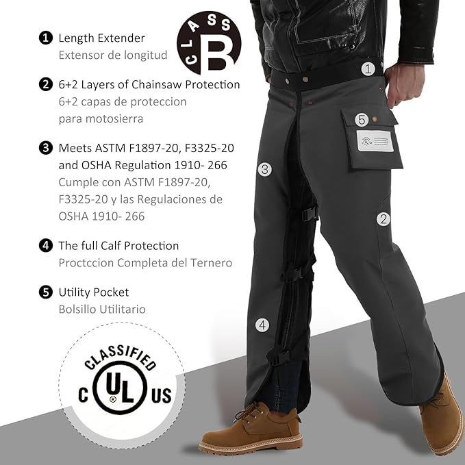 Chainsaw Chaps Apron 8-Layer Wrap for Men/Women Loggers Forest Workers Protective Chain Saw Pants Adjustable