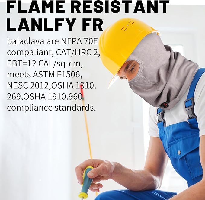 FR Face Mask for Men – Fire Resistant Balaclava Welding Head Cover, 100% Cotton Full Face Hood & Neck Protector