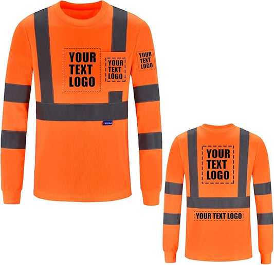 AYKRM Safety T Shirt Reflective High Visibility hi vis Long Sleeve T Shirt (XS-6XL)