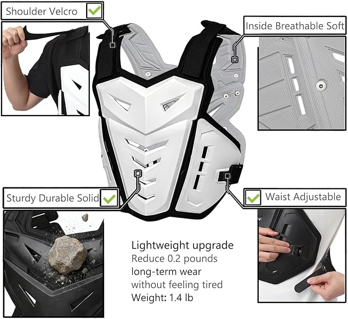 Motorcycle Armor Body Guard Vest, Street Bike Riding Off-Road Racing Cycling Skiing Motocross Adult Chest Protector