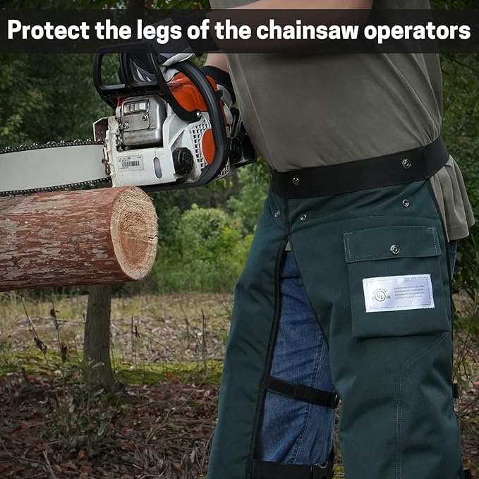 Chainsaw Chaps Apron 8-Layer Wrap for Men/Women Loggers Forest Workers Protective Chain Saw Pants Adjustable