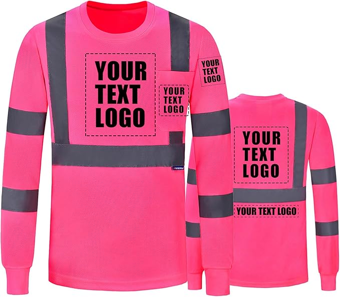 AYKRM Safety T Shirt Reflective High Visibility hi vis Long Sleeve T Shirt (XS-6XL)