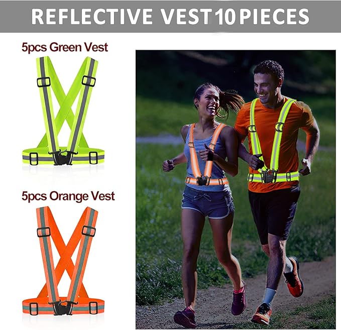 Reflective Vest - Running Vest Reflector, Reflective Running Vest with Safety Straps, High Visibility Reflector