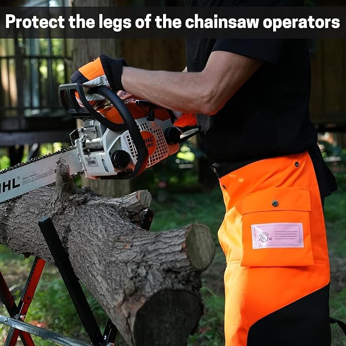 Chainsaw Chaps Apron 8-Layer Wrap for Men/Women Loggers Forest Workers Protective Chain Saw Pants Adjustable