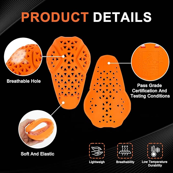CE Level 2 Motorcycle Armor - PSLER CE Level 2 Motorcycle Armor Jacket Inserts Motorcycle Jacket Pads for Motorcycle Jackets,Knee