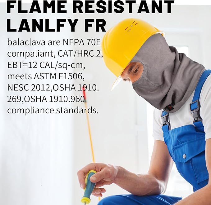 FR Face Mask for Men – Fire Resistant Balaclava Welding Head Cover, 100% Cotton Full Face Hood & Neck Protector