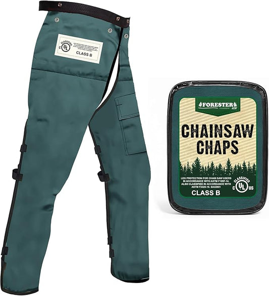 FORESTER Chainsaw Chaps for Men & Women | Apron-Style Chaps with Pocket & Adjustable Waist | Chainsaw Safety Equipment