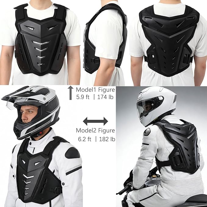 Motorcycle Armor Body Guard Vest, Street Bike Riding Off-Road Racing Cycling Skiing Motocross Adult Chest Protector