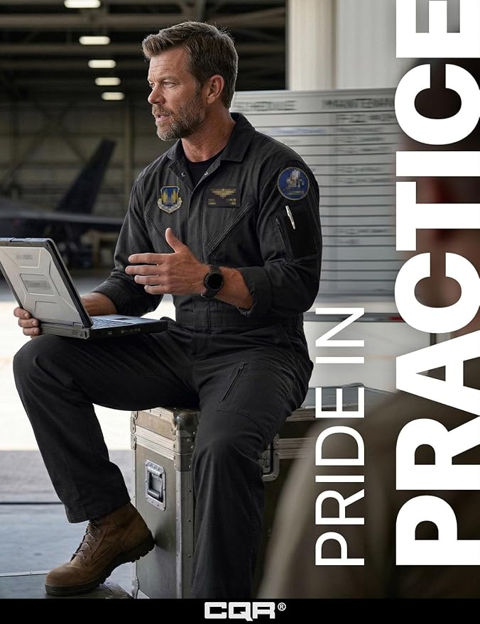 CQR Men's Tactical Ripstop Zip-Front Coverall, Lightweight Durable Utility Work Jumpsuit for Mechanics and Technicians
