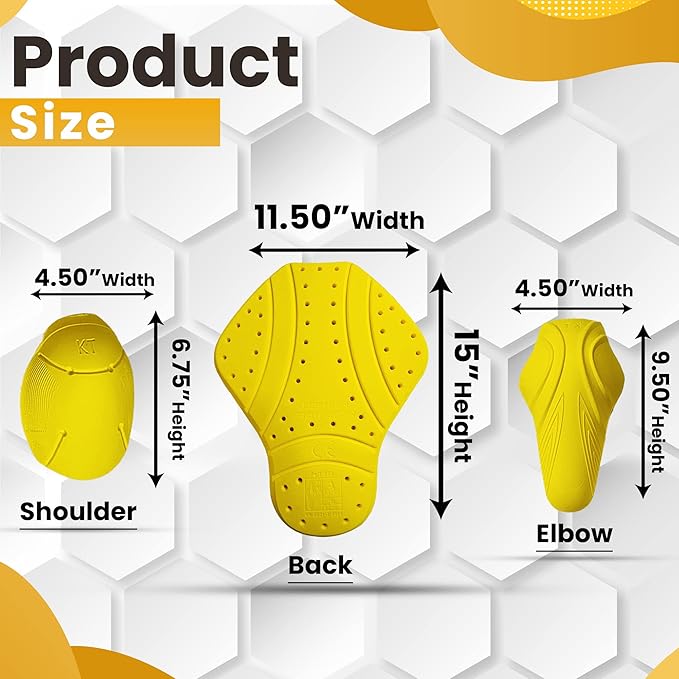 5 PC - CE Level 2 certified armor pads l Level 2 Approved Back, Shoulder And Elbows armor protector inserts for Motorcycle Jackets.