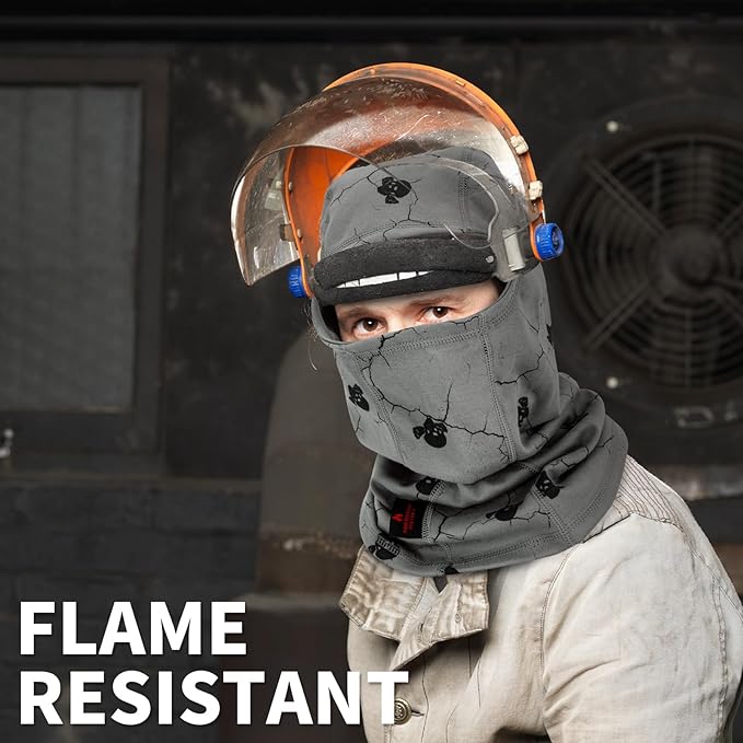 FR Face Mask for Men – Fire Resistant Balaclava Welding Head Cover, 100% Cotton Full Face Hood & Neck Protector