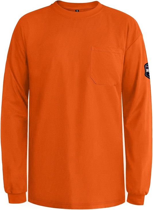 Welding Shirts for Men 7.5OZ FR Shirts, Flame Resistant FR Jackets for Men with Reinforced Sewing, Men's Fire Retardant Welding Shirt, Durable to Use, Orange-YL 3XL