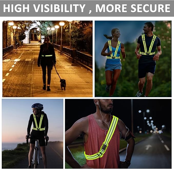 Reflective Vest - Running Vest Reflector, Reflective Running Vest with Safety Straps, High Visibility Reflector