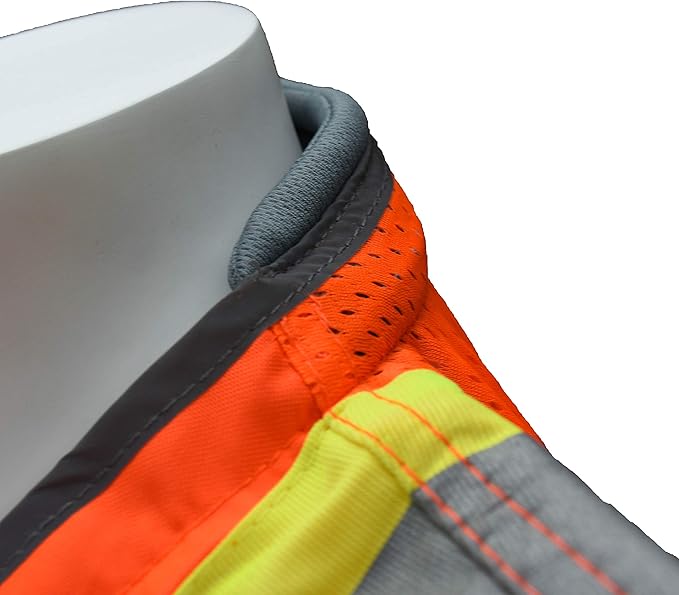 Radians SV55 Class 2 Heavy Woven Two Tone Engineer Vest with Padded Neck to Support Extra Weight in Cargo Pockets, Orange, 2X-Large