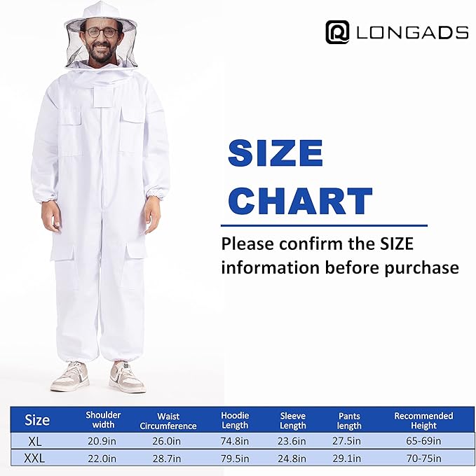 Professional Bee Suits for Men Women Sting Proof with Round Veil, Sting-Proof Full Body Protection Beekeeping Suit with Glove