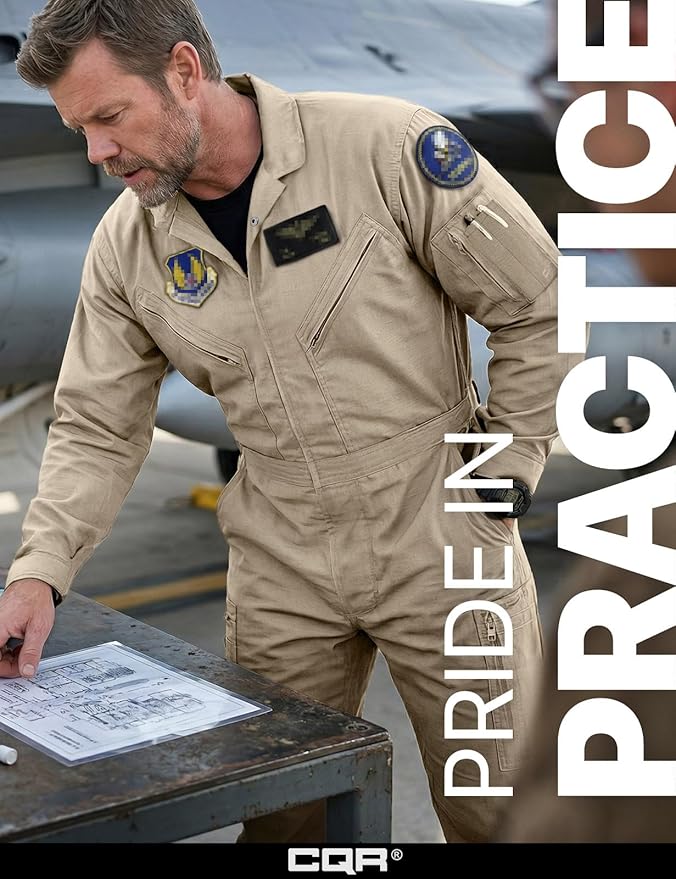 CQR Men's Tactical Ripstop Zip-Front Coverall, Lightweight Durable Utility Work Jumpsuit for Mechanics and Technicians