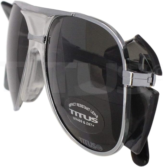 TITUS G77 Premium Metal Frame Aviator Z87+, Z87.1 Safety Glasses Side Shield Motorcycle Shooting DOT ANSI CE Approved Eyewear