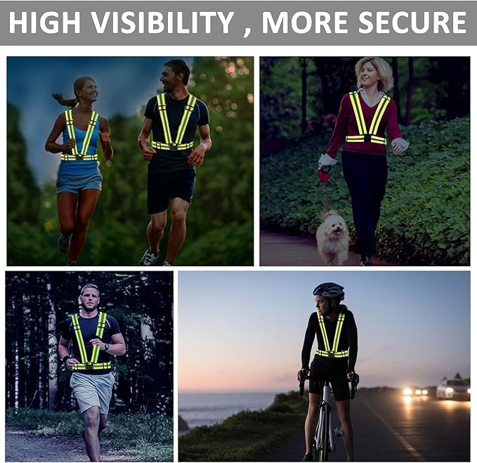 Reflective Vest - Running Vest Reflector, Reflective Running Vest with Safety Straps, High Visibility Reflector