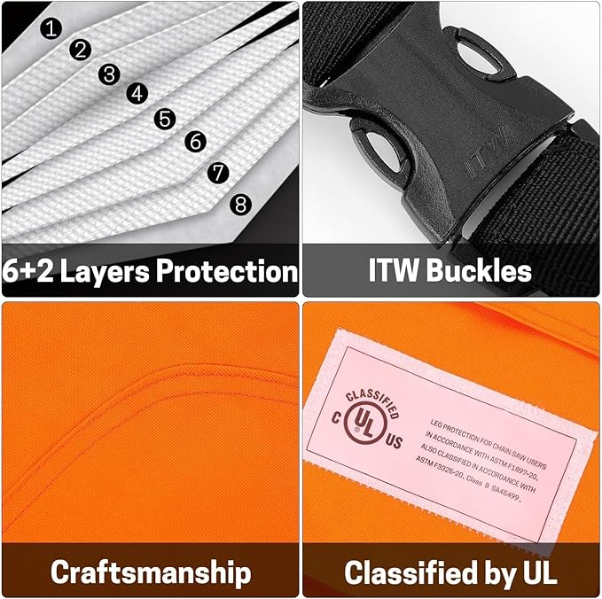 Chainsaw Chaps Apron 8-Layer Wrap for Men/Women Loggers Forest Workers Protective Chain Saw Pants Adjustable
