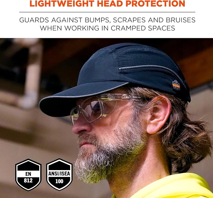 Ergodyne Skullerz 8955 Lightweight Bump Cap, Baseball Hat Style, Breathable Head Protection