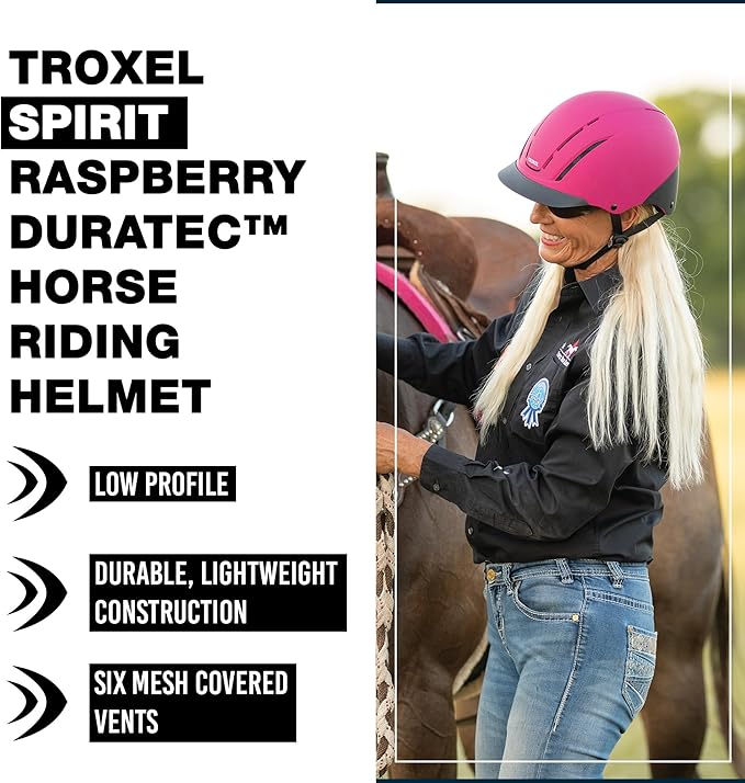 Troxel Spirit Duratec Full Coverage Horse Riding Helmet, Low-Profile Adjustable Design, Safety Horseback Riding Gear