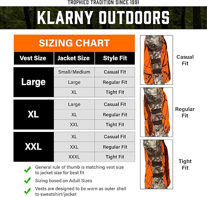 Klarny Orange Safety Vest - High Visibility, Waterproof, Quiet Deer and Bow Gear and Hunting Accessories