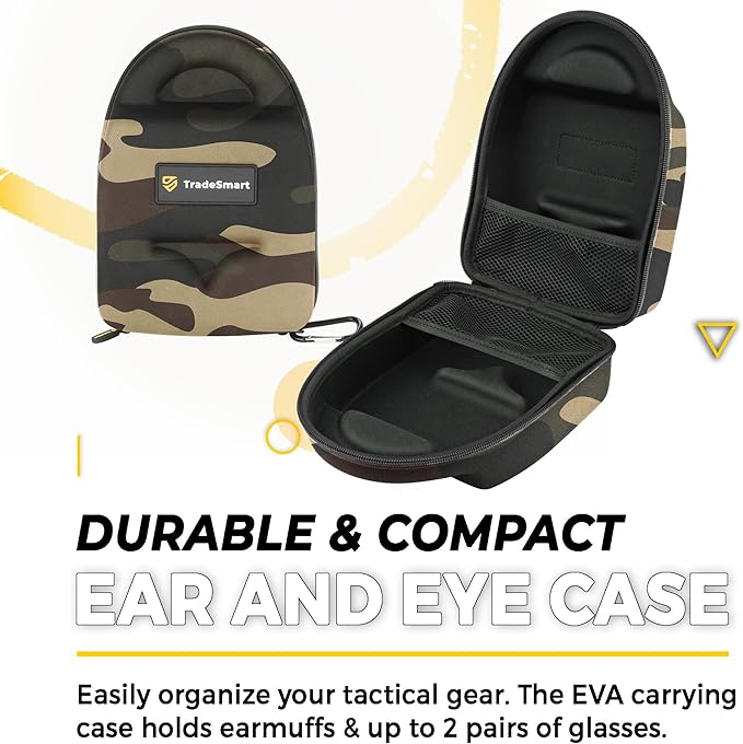 TradeSmart All-in-One Shooting Ear Protection - Comfort+ NRR 28 Earmuffs, Glasses & Earplugs + Carry Case