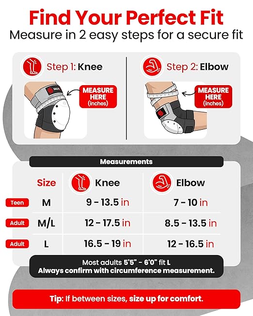 SKATEWIZ Adult Knee Pads, Skate & Skateboarding Wrist Guards for Skating Adult with Elbow Pads - Skateboard Protective Gear - Shield - Size M Grey White - Roller Skates, Inline Skates