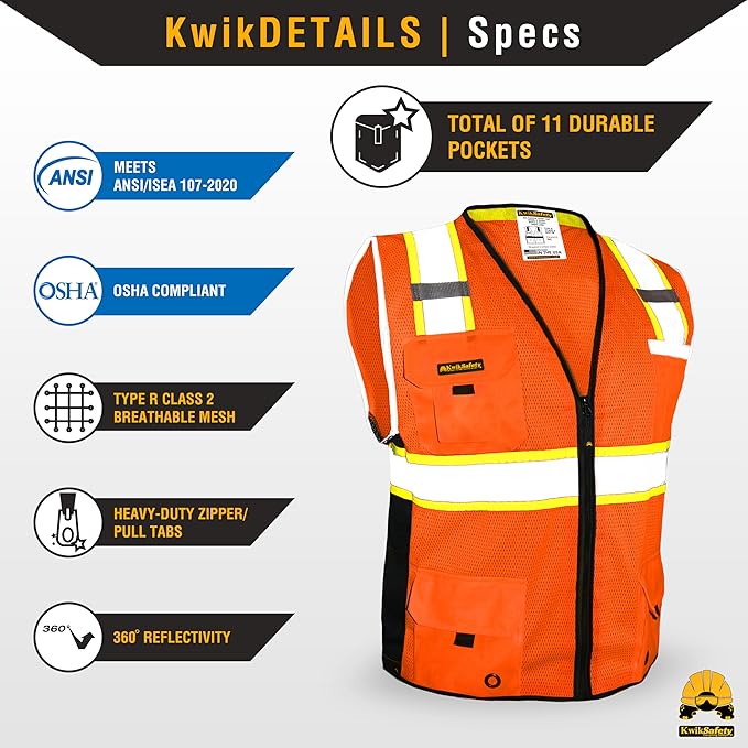 KwikSafety - BIG KAHUNA Safety Vest | Base & Limited Edition | Class 2 Reflective Vest ANSI OSHA Safety Vest for Men
