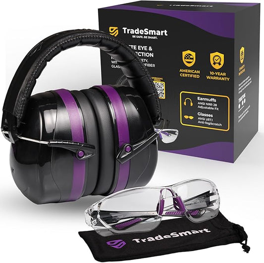 TradeSmart High-Performance Earmuffs for Shooting Range & Shooting Eye Protection Glasses + Firearm Confidence Course