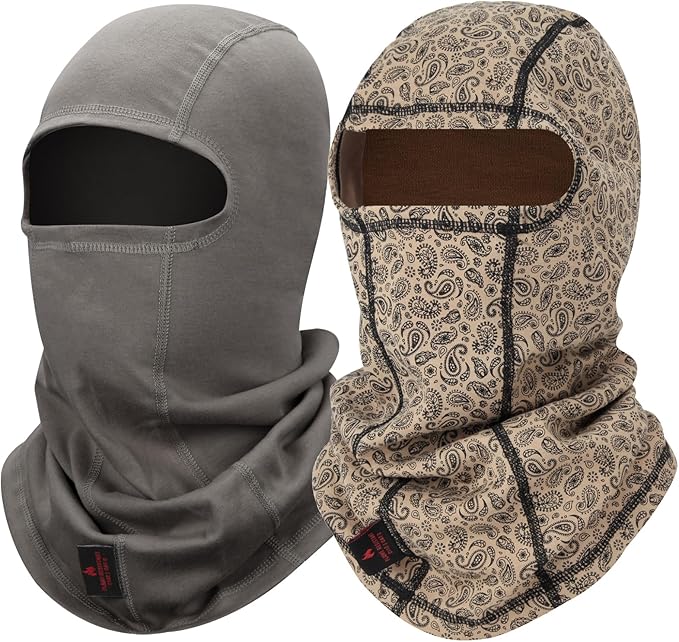 FR Face Mask for Men – Fire Resistant Balaclava Welding Head Cover, 100% Cotton Full Face Hood & Neck Protector