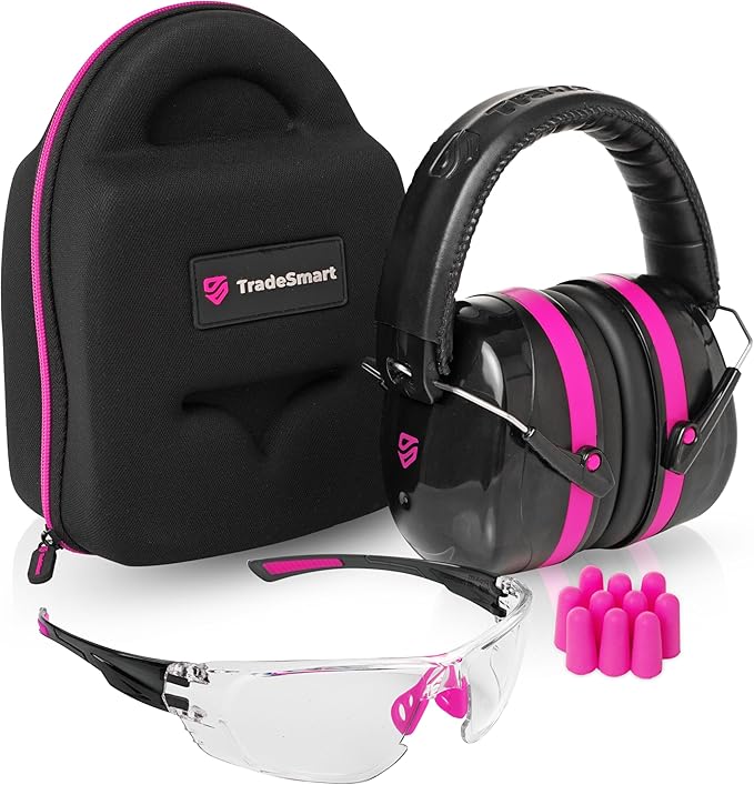 TradeSmart All-in-One Shooting Ear Protection - Comfort+ NRR 28 Earmuffs, Glasses & Earplugs + Carry Case