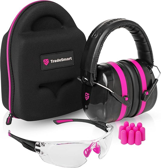 TradeSmart All-in-One Shooting Ear Protection - Comfort+ NRR 28 Earmuffs, Glasses & Earplugs + Carry Case