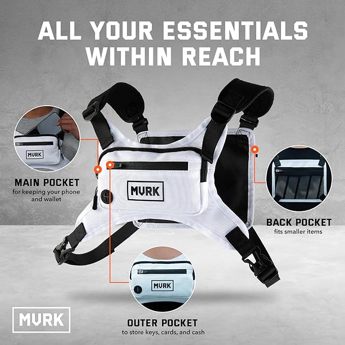 MVRK Water Resistant Running Vest Chest Pack, Phone Holder for Running, Lightweight Training Pack with Reflective Detail