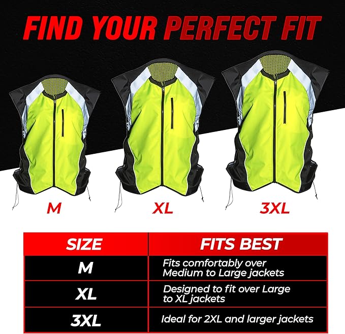 Badass Moto Safety Vest With Pockets. Motorcycle Reflective Vest For Motorcycle Jacket. High Visibility Running Vest