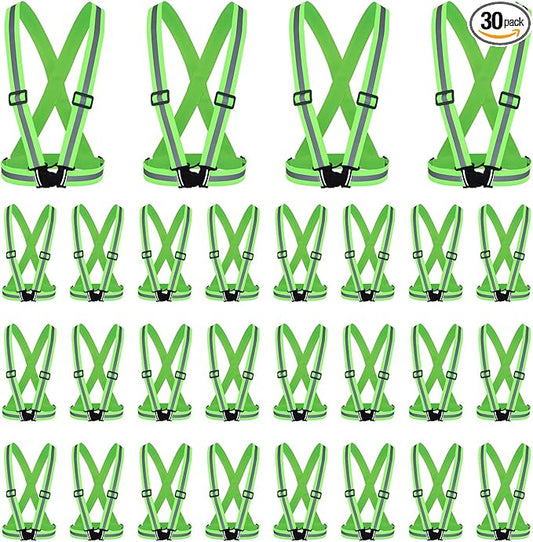 Hercicy 30 Pcs Green Reflective Vest High Visibility Safety Vest Adjustable Straps for Job Site Crew Construction Traffic Control Warehouse Use (Green)