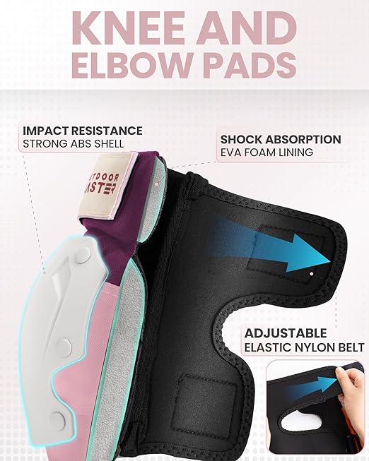 OutdoorMaster Skate Protective Gear Set for Adult & Youth, Skateboard Helmet Knee and Elbow Pads with Wrist Guards for Scooter, Inline Roller Skating, Skateboarding