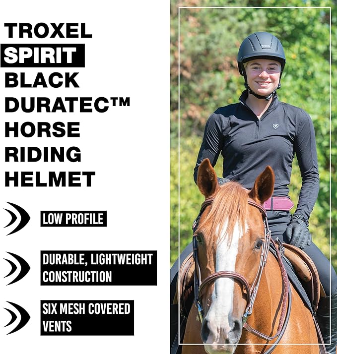 Troxel Spirit Duratec Full Coverage Horse Riding Helmet, Low-Profile Adjustable Design, Safety Horseback Riding Gear
