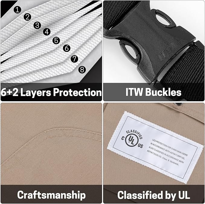 Chainsaw Chaps Apron 8-Layer Wrap for Men/Women Loggers Forest Workers Protective Chain Saw Pants Adjustable