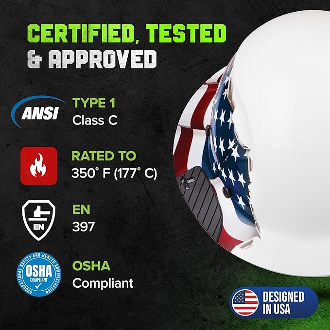 LIFT SAFETY Dax Fiber Resin Full Brim Safety Helmet/Hard Hat | 6 Point Suspension for Comfort & Impact Protection