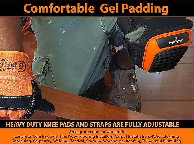 CARIB GEAR PRO Knee Pads for Construction Work, Heavy Duty Anti-Slip Knee Pads for Gardening, Flooring and Cleaning Extra Gel and Cushion Support long kneeling Pads for Women and Men