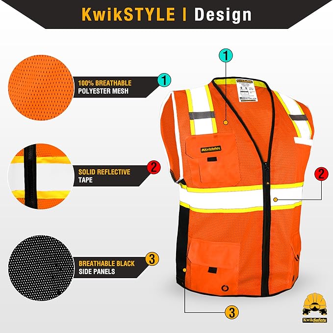 KwikSafety - BIG KAHUNA Safety Vest | Base & Limited Edition | Class 2 Reflective Vest ANSI OSHA Safety Vest for Men