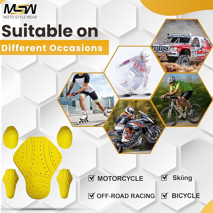 5 PC - CE Level 2 certified armor pads l Level 2 Approved Back, Shoulder And Elbows armor protector inserts for Motorcycle Jackets.