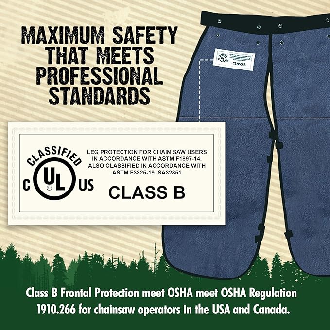 FORESTER Chainsaw Chaps for Men & Women | Apron-Style Chaps with Pocket & Adjustable Waist | Chainsaw Safety Equipment