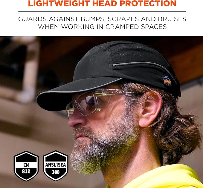 Ergodyne Skullerz 8955 Lightweight Bump Cap, Baseball Hat Style, Breathable Head Protection